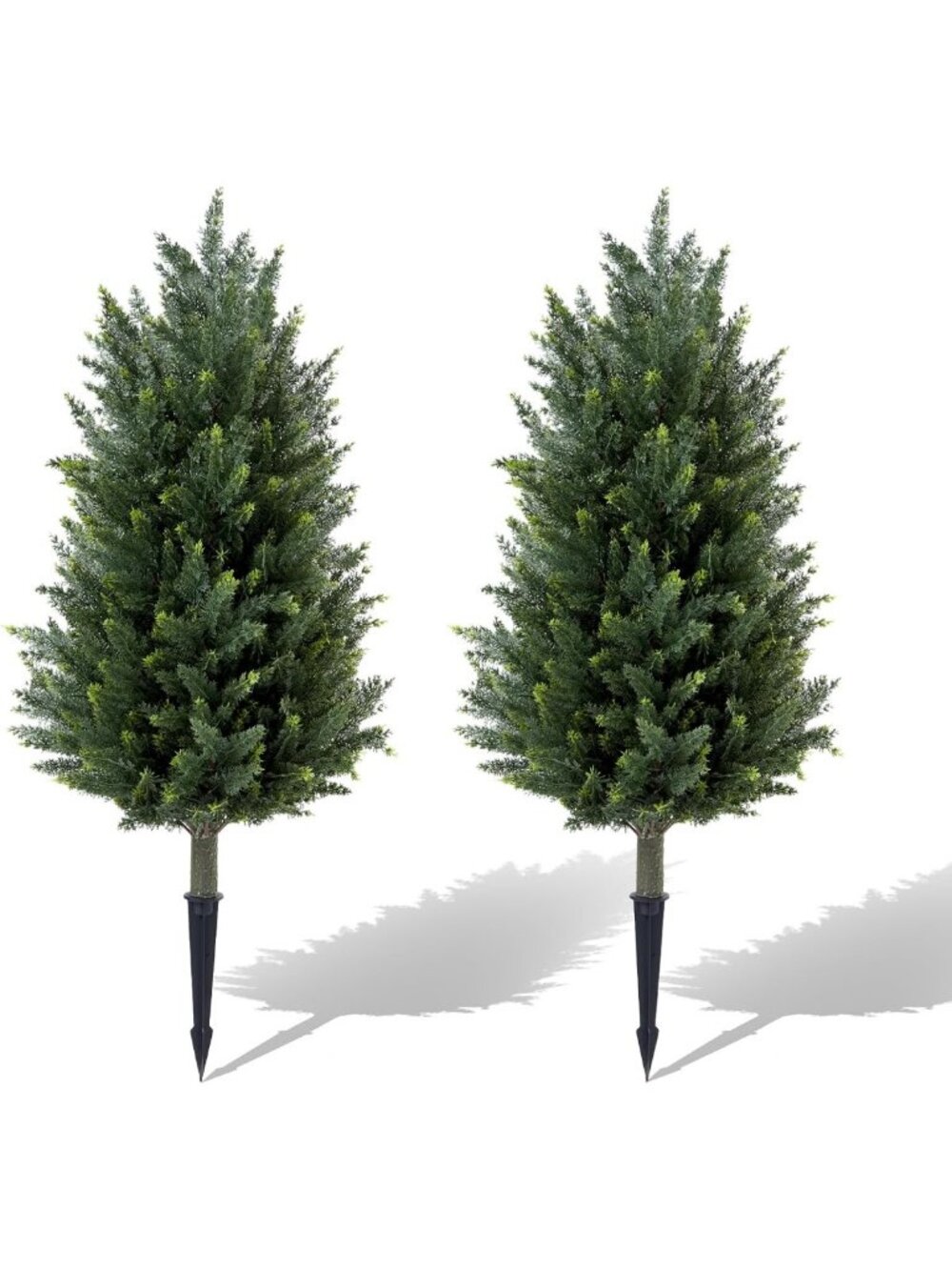 Set of 2 Artificial Cedar Topiary Christmas Trees, 3FT UV-Resistant Faux Cypress